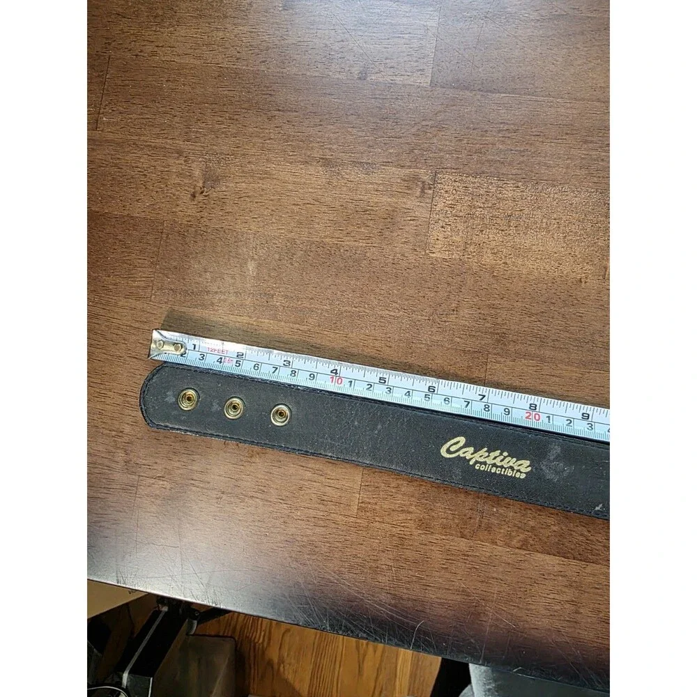 Vintage Captiva Collectibles Black Croc Embossed Leather & Gold Hoop Chain Belt
